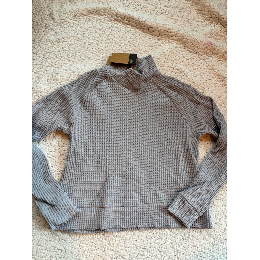The‎ North Face Women's Blue Flax Waffle Knit Mock Neck Sweater Medium